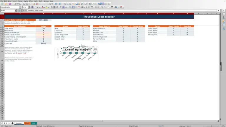 Insurance agency Excel templates — Insurance Agency Sheets