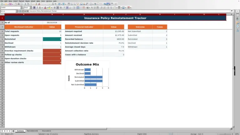 Preview of Insurance Policy Reinstatement Tracker for Excel