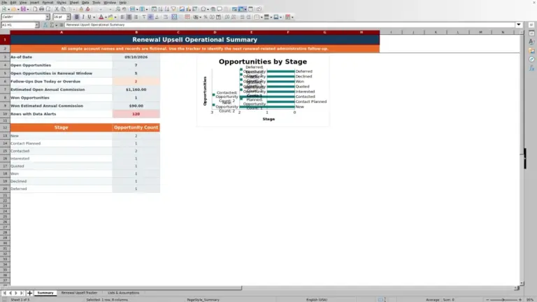 Preview of Insurance Renewal Upsell Tracker Excel Workbook